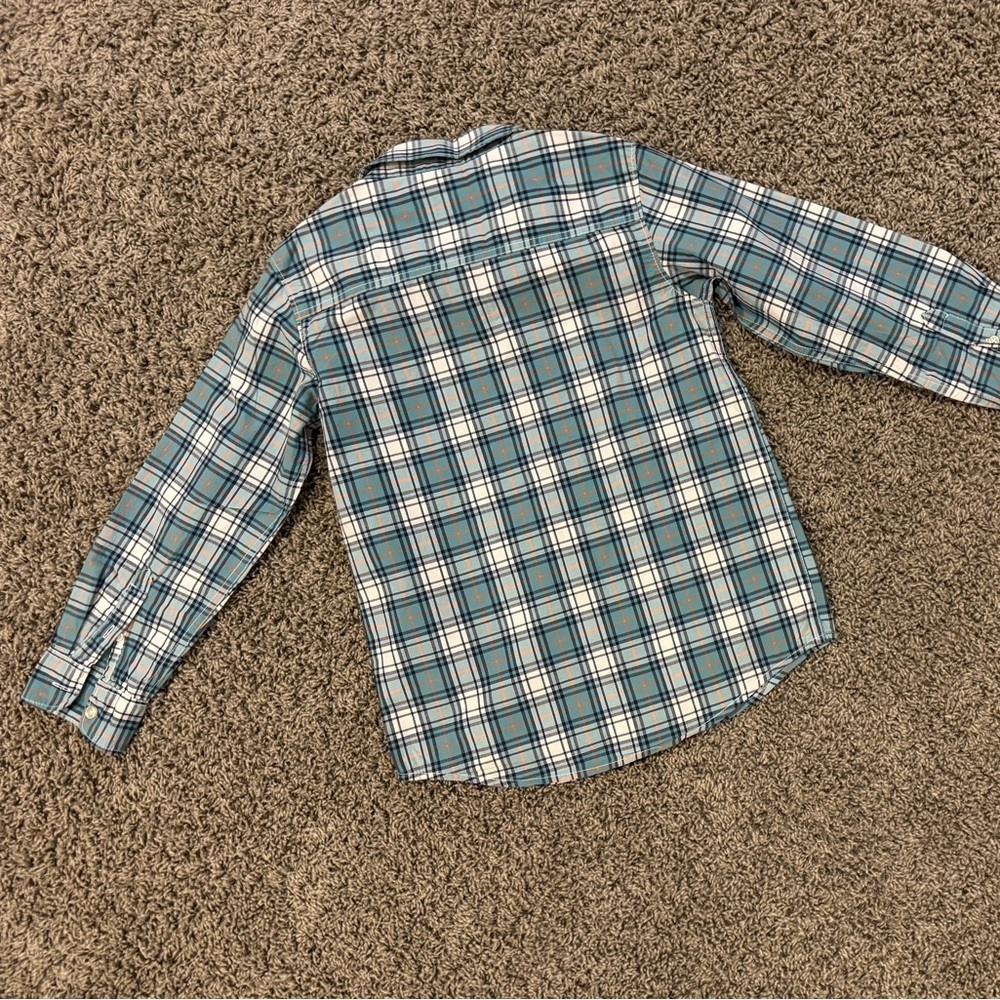 Carters boys button down shirt in green, blue, orange and white, size 10. - Picture 4 of 4
